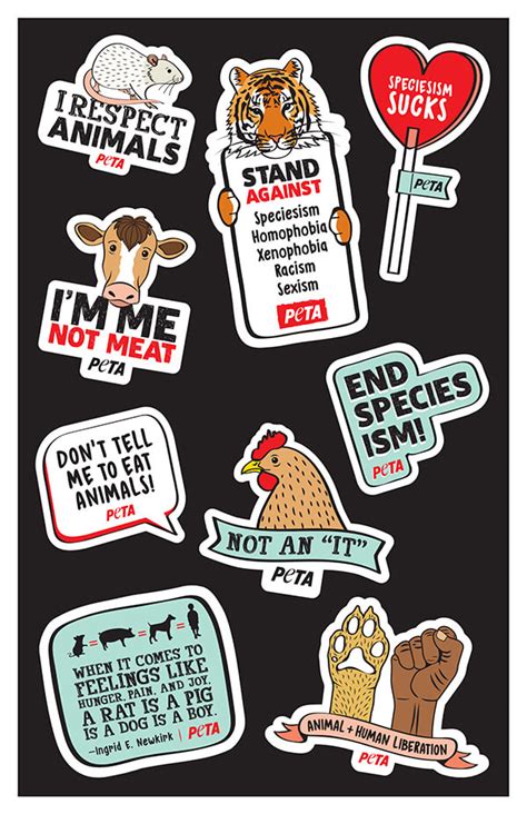 End Speciesism Sticker Sheet Peta Literature