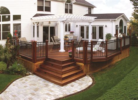 Elegant Wood Deck With Free Standing Pergola Design Ideas Archadeck