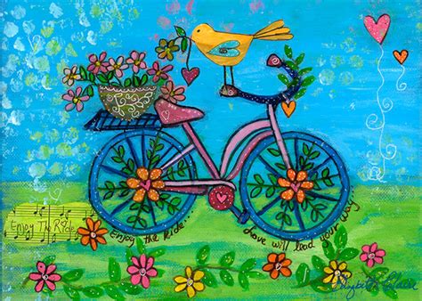 Whimsical Bicycle Art Print By Elizabeth Claire 75 Inches X Etsy