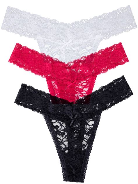 3 Pack Of Women Thongs And G String Sheer Sexy Floral Lace Thong