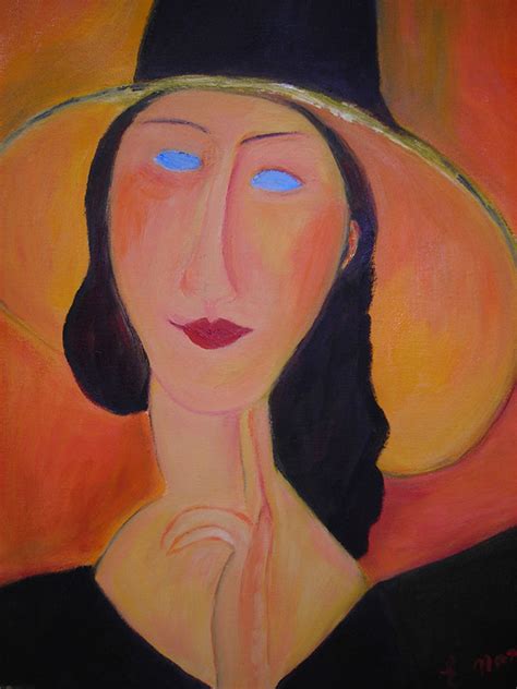 Portrait Of Jeanne Hebuterne With Large Hat By Estera Nanassy Grun Art