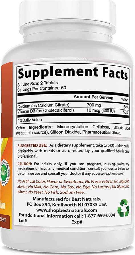 best naturals calcium citrate with vitamin d 3 120 tablets