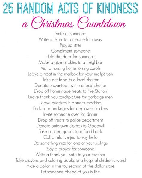 Good Deed Christmas Countdown Christmas Countdown Christmas Cheer