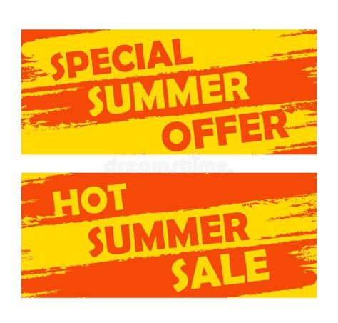 Summer Special Offer And Hot Sale Drawn Banners Stock Illustration
