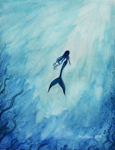 Watercolor Ko Watercolor Mermaid Ocean Art Painting