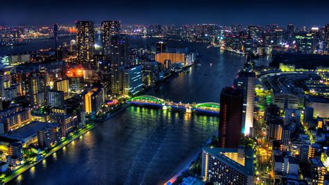 Tokyo City At Night Hd Desktop Wallpaper Widescreen High Definition