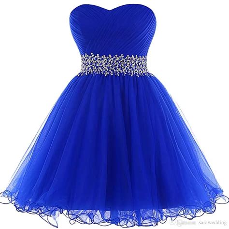 Organza Ball Gown Homecoming Dresses Royal Blue 2020 Elegant Beaded Short Prom Gowns Lace Up