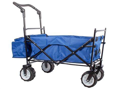 Blue Outdoor Push Folding Wagon Canopy Garden Utility Travel Cart All