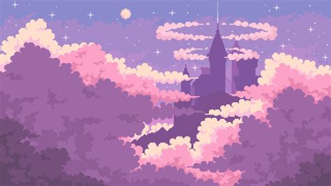 Pixilart Magic Castle In Cool Pixel Art Pink Wallpaper