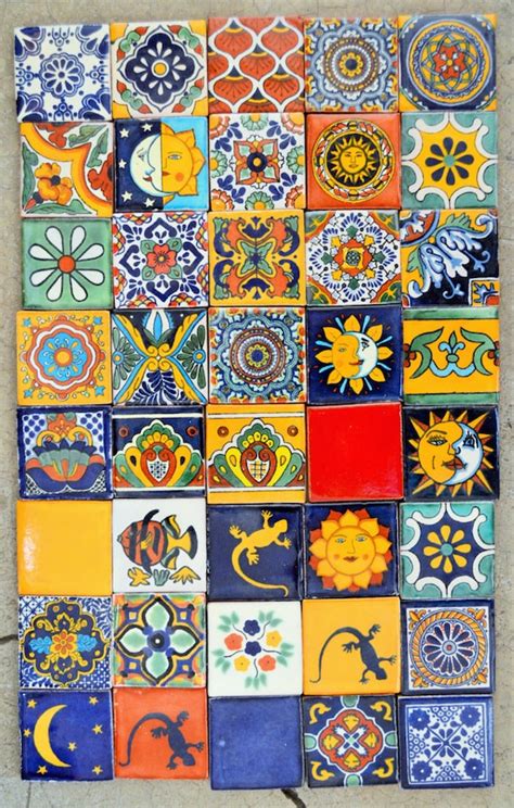 40 Mexican Talavera Tiles Handmade Hand Painted 2 X Etsy