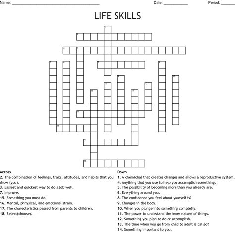 Life Skills Crossword Wordmint