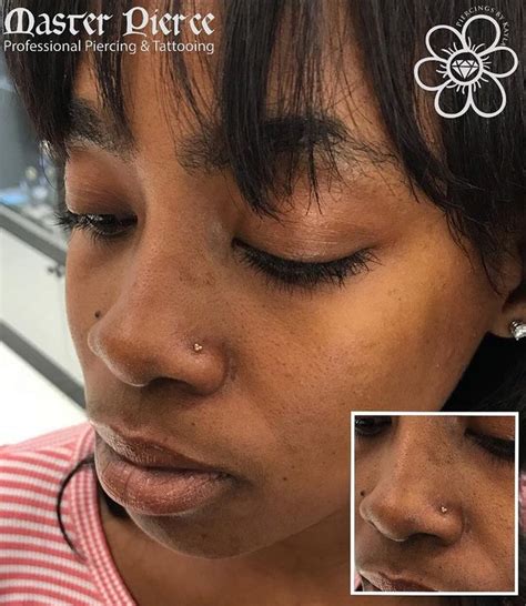 Healed Nostril Piercing Upgraded To A 14k Yellow Gold Tri Bead Top From
