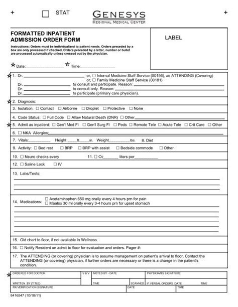 Pediatric Direct Admission Forms