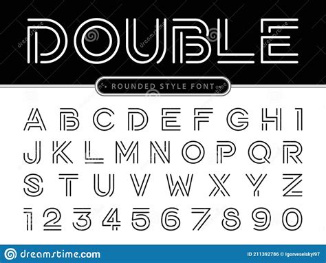 Modern Double Line Fonts Fonts Stock Illustrations 58 Modern Double