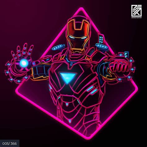 Aniket Jatav On Instagram “005366 Neon Iron Man Series Artwork