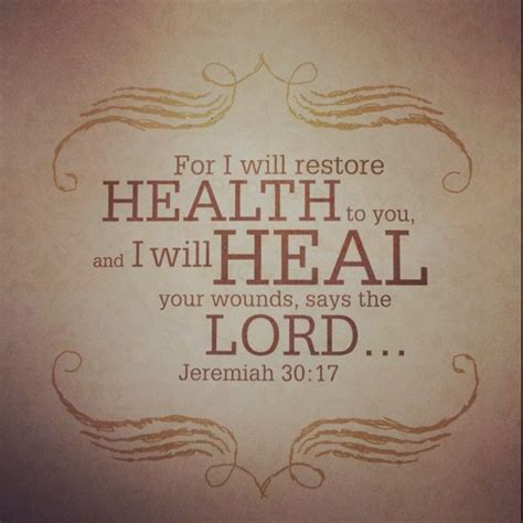 The public health service act of 1944 gave that agency the responsibility for protecting the country from the introduction, transmission and spread of communicable diseases. Bible verse ~ Jeremiah 30:17 | Healing Scriptures ...