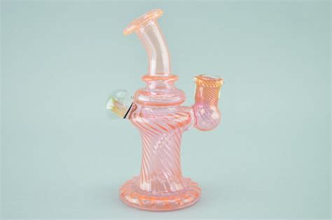 Wiz Gold Fume Scallop Tube Rig W 14mm Female Joint 5 420 Glass