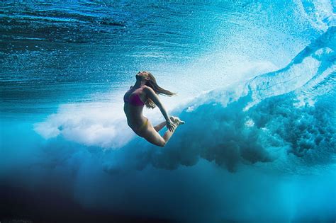 Hd Wallpaper Girl Underwater Sea Surfing Wallpaper Flare