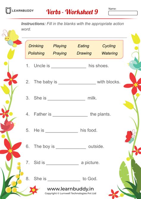 Verbs Online Exercise For Grade1 English Worksheets Grade 1 Chapter