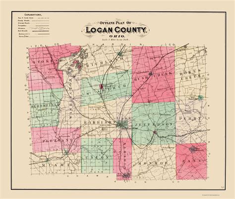 1890 Map Of Logan County Ohio Giclée Art And Collectibles Dolphinchatai