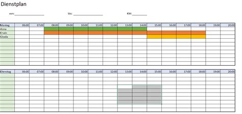 Kostenlose Dienstplan Excel Vorlage Zum Download