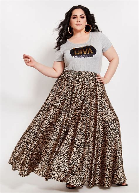 Plus Size Leopard Print Maxi Skirt Printed Maxi Skirts Maxi Skirt
