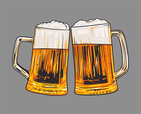 Ilustraci N De Dos Tostado Cerveza Tazas Salud Tintinamente Vaso