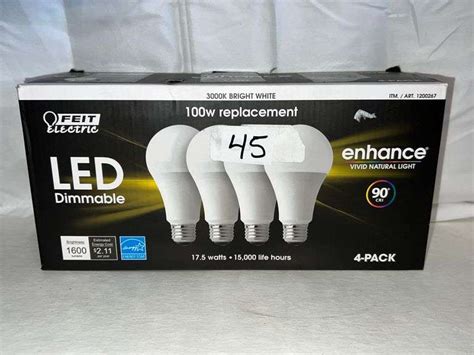 4 Pack Feit Electric Led Dimmable Enhance World Wide Auction Inc