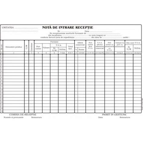 Nota De Intrare Receptie Format A Tipar Fata File Carnet