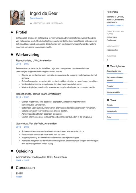 Cv Voorbeeld 2020 And Cv Maken 34 Cvs In Word And Pdf In