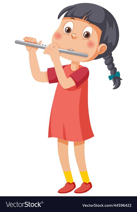 Cute Girl Playing Flute Royalty Free Vector Image