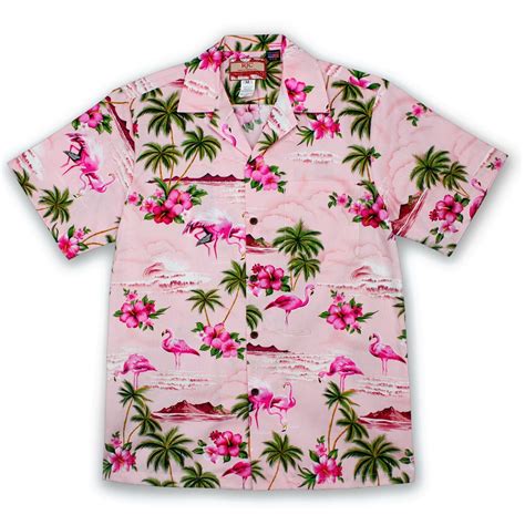 Pink Flamingo Mens Hawaiian Aloha Shirt In Pink Pick A Quilt
