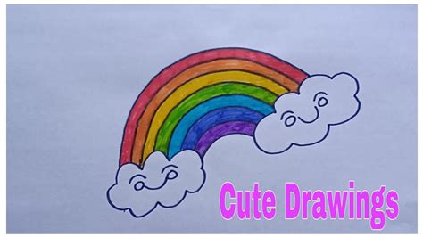 How To Draw A Rainbow Step By Step How To Draw Rainbow And Clouds