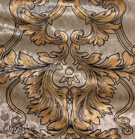 Velvet Fabric Ornate Damask Gold Silver Digital Print Etsy