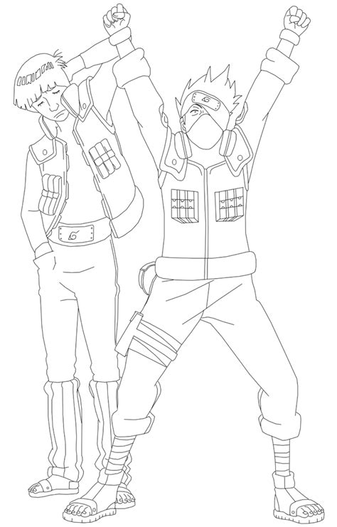 Kakashi And Guy Road To Ninja Lineart By Dennisstelly On Deviantart