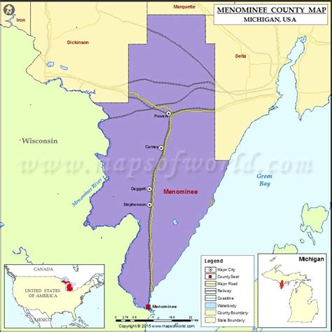 Menominee County Map Michigan