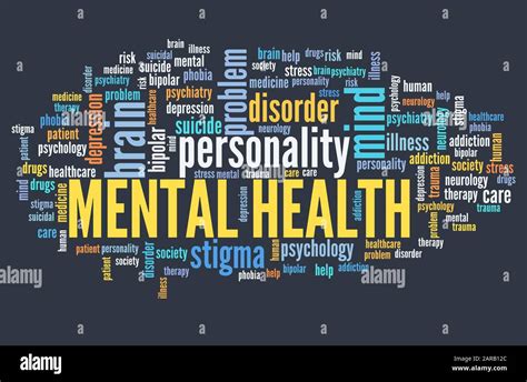 Mental Health Word Cloud Sign Mental Health Concepts And Issues Stock