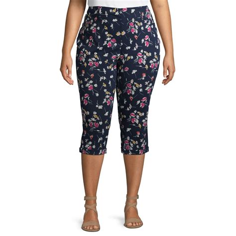 terra and sky terra and sky women s plus size pull on floral capri jeggings