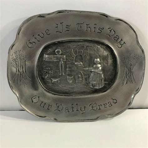 vintage dura cast give us this day our daily bread pewter tray 1973 made in usa duracast