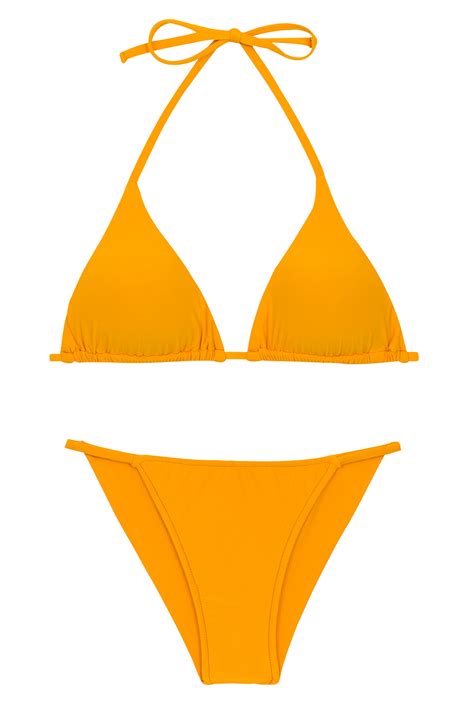 Orange Yellow Cheeky Brazilian Bikini With Slim Sides Set Uv Pequi