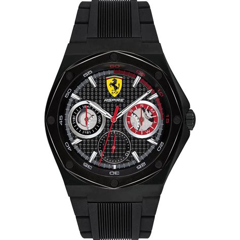 Scuderia Ferrari Mens Aspire Black Silicone Watch