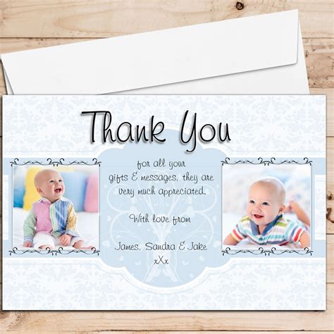 10 Personalised Birth Christening Baptism Thank You Photo Cards N208