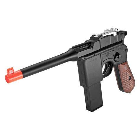 Airsoft Gun Mauser C96 Pistol 280 Fps Metal Broomhandle Spring Wwii Han