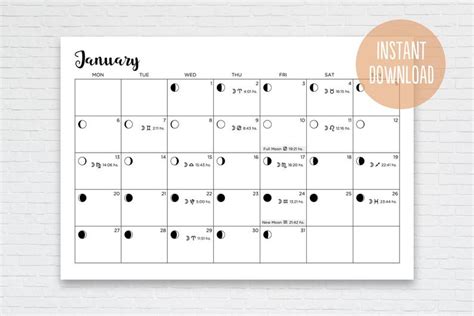 Free blank printable weekly calendar template. 2020 & 2021 Printable Lunar Calendar. Monthly Moon Phases ...
