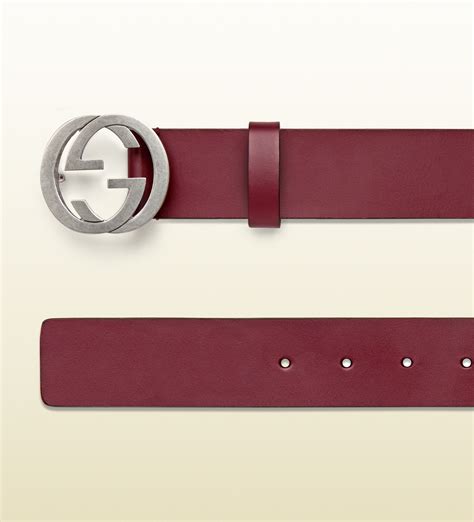 Lyst Gucci Leather Belt With Interlocking G Buckle In Red For Men