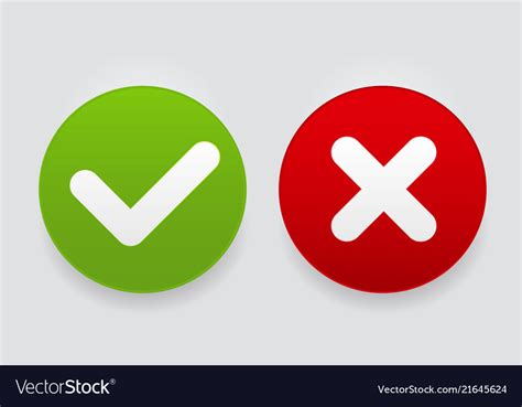 Red And Green Check Mark Icons Button Royalty Free Vector