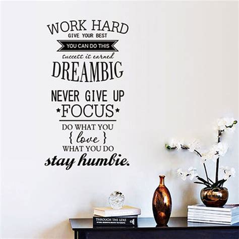 Relaxed woman resting breathing fresh air at home on sofa. Positive Energy English Proverbs Work Hard Removable Wall ...