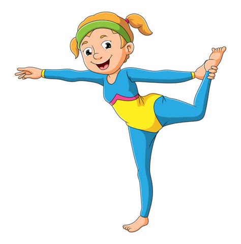 10 Gymnast Costume Doing Stretching Exercise Clip Art Illustrations