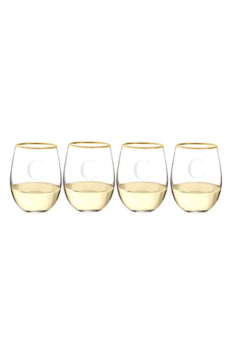 Upc Cathy S Concepts Set Of Monogram Stemless Wine Glasses Size One Size