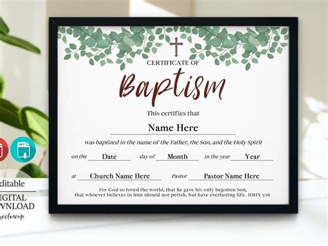 11x85 Baptism Certificate Download Pdf Ppt Editable Baptism